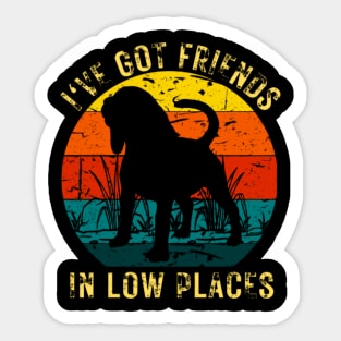 I've Got Friends In Low Places Retro Vintage Dog Beagle Sticker